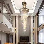 Luxury Extra Large Foyer Spiral Staircase Chandelier Long Crystal Ceiling Light Fixture For Living Room Hall Entrance - fovolighting