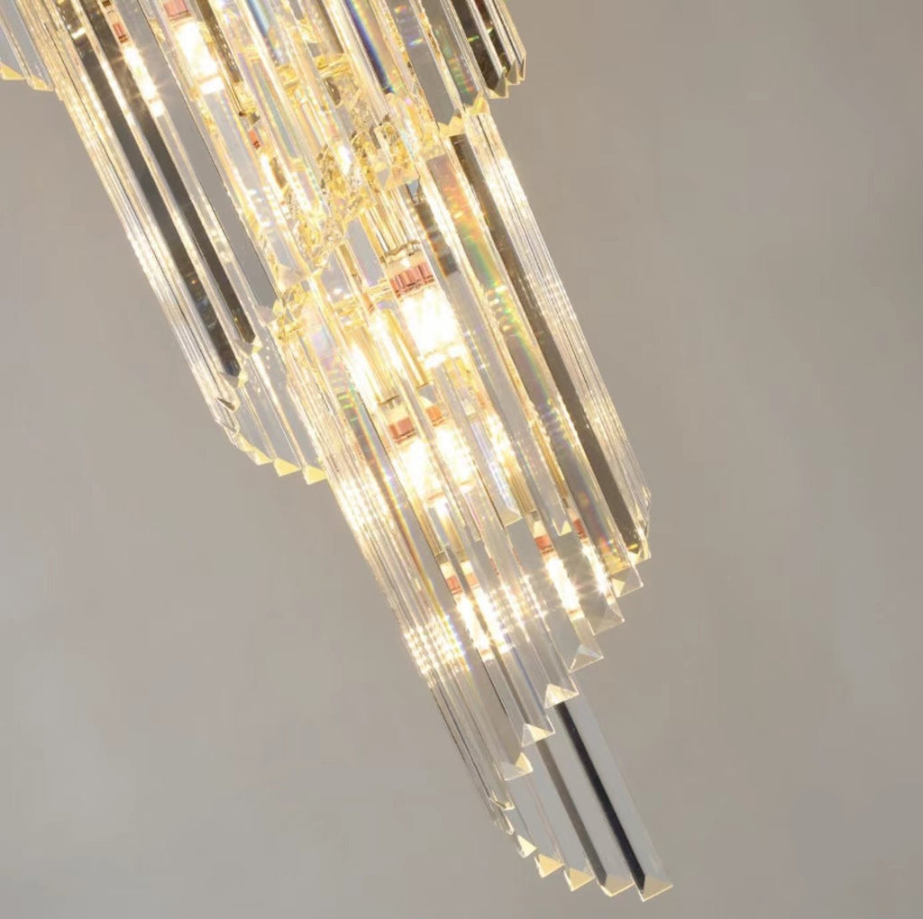 Luxury Extra Large Foyer Spiral Staircase Chandelier Long Crystal Ceiling Light Fixture For Living Room Hall Entrance - fovolighting