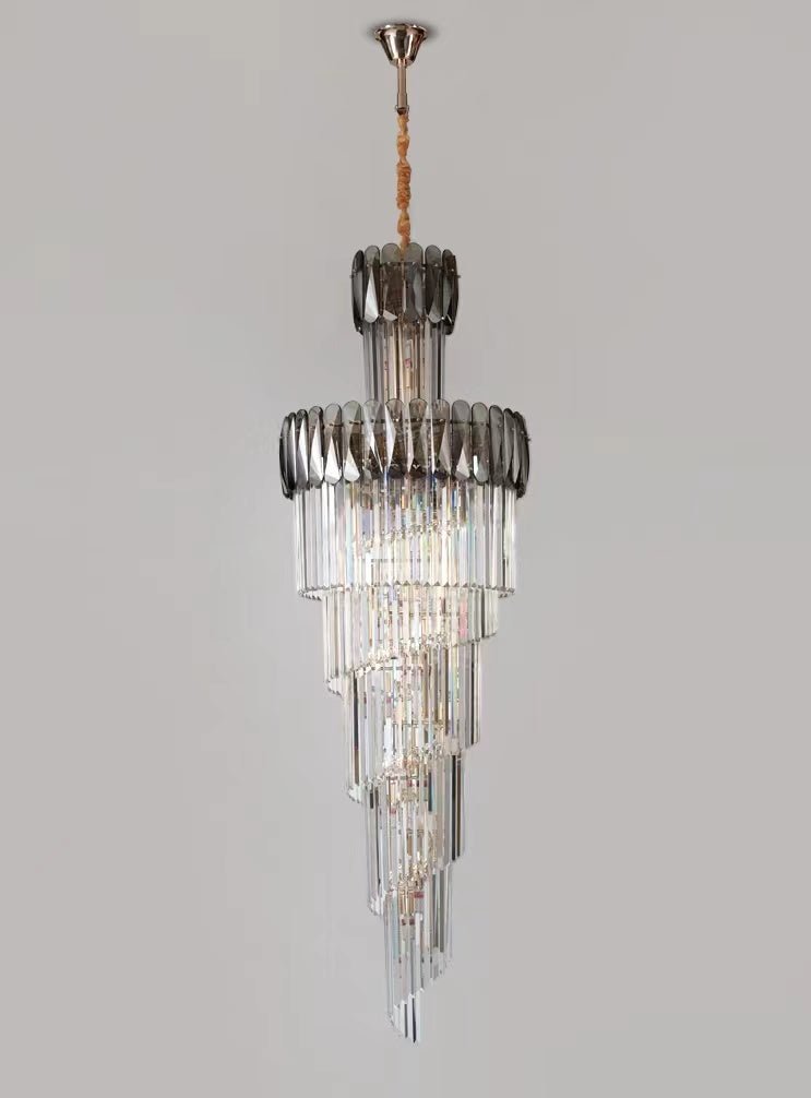 Luxury Extra Large Foyer Spiral Staircase Chandelier Long Crystal Ceiling Light Fixture For Living Room Hall Entrance - fovolighting