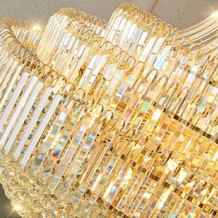 Luxury Extra Large Round Ceiling Lighting Fixture Stately Crystal Chandelier For Foyer Entryway/ Entrance - fovolighting