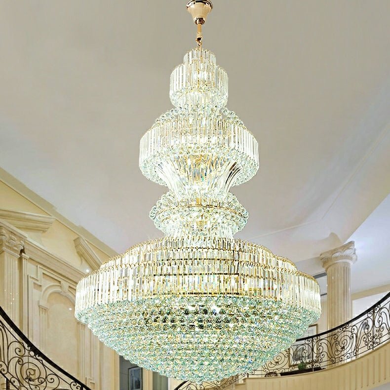 Luxury Extra Large Round Ceiling Lighting Fixture Stately Crystal Chandelier For Foyer Entryway/ Entrance - fovolighting