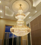 Luxury Extra Large Round Ceiling Lighting Fixture Stately Crystal Chandelier For Foyer Entryway/ Entrance - fovolighting