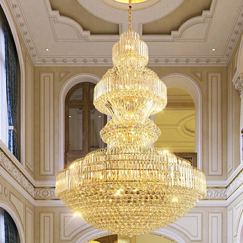 Luxury Extra Large Round Ceiling Lighting Fixture Stately Crystal Chandelier For Foyer Entryway/ Entrance - fovolighting