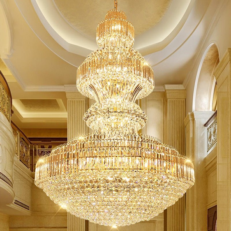Luxury Extra Large Round Ceiling Lighting Fixture Stately Crystal Chandelier For Foyer Entryway/ Entrance - fovolighting