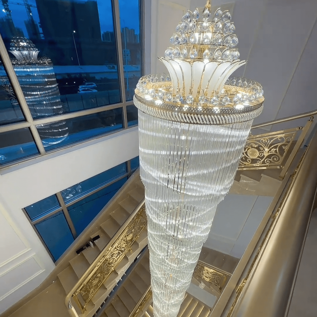 Luxury Extra Long Crystal Chandelier for Villa/Staircase/Foyer - fovolighting