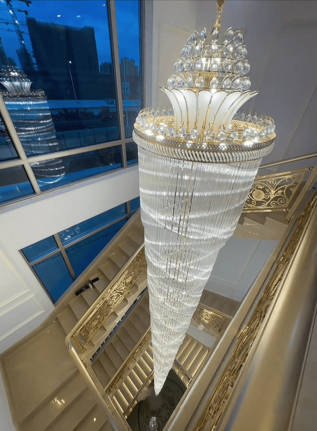 Luxury Extra Long Crystal Chandelier for Villa/Staircase/Foyer - fovolighting