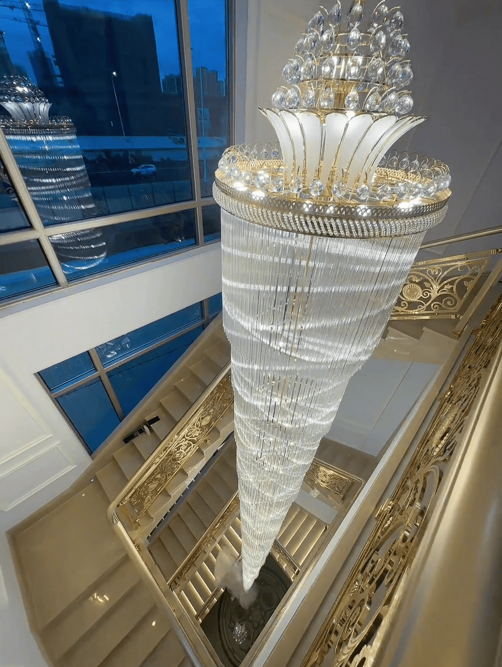 Luxury Extra Long Crystal Chandelier for Villa/Staircase/Foyer - fovolighting