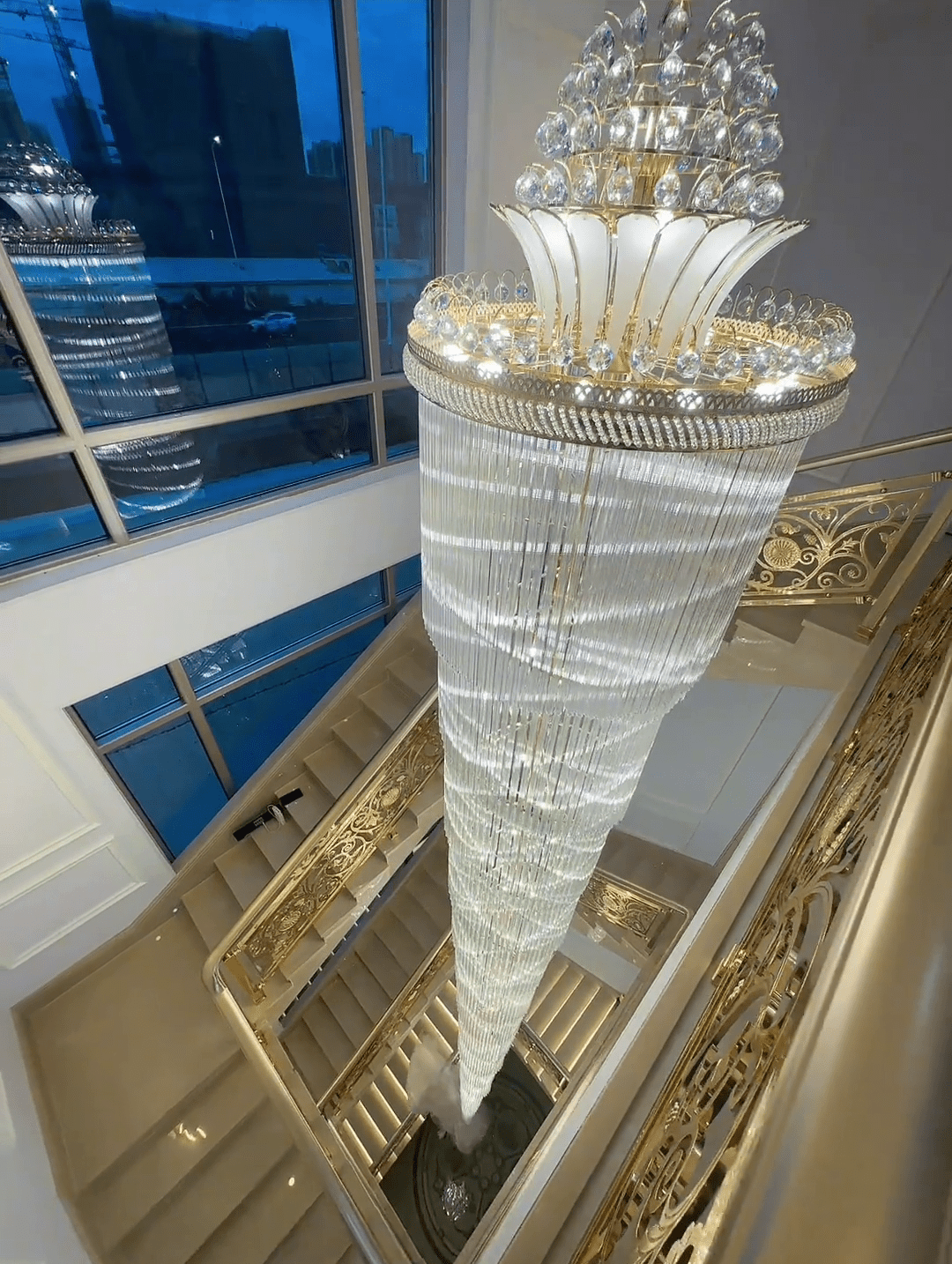 Luxury Extra Long Crystal Chandelier for Villa/Staircase/Foyer - fovolighting