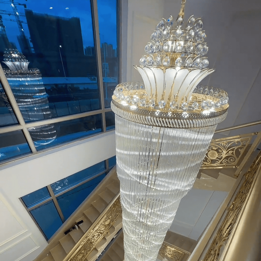 Luxury Extra Long Crystal Chandelier for Villa/Staircase/Foyer - fovolighting