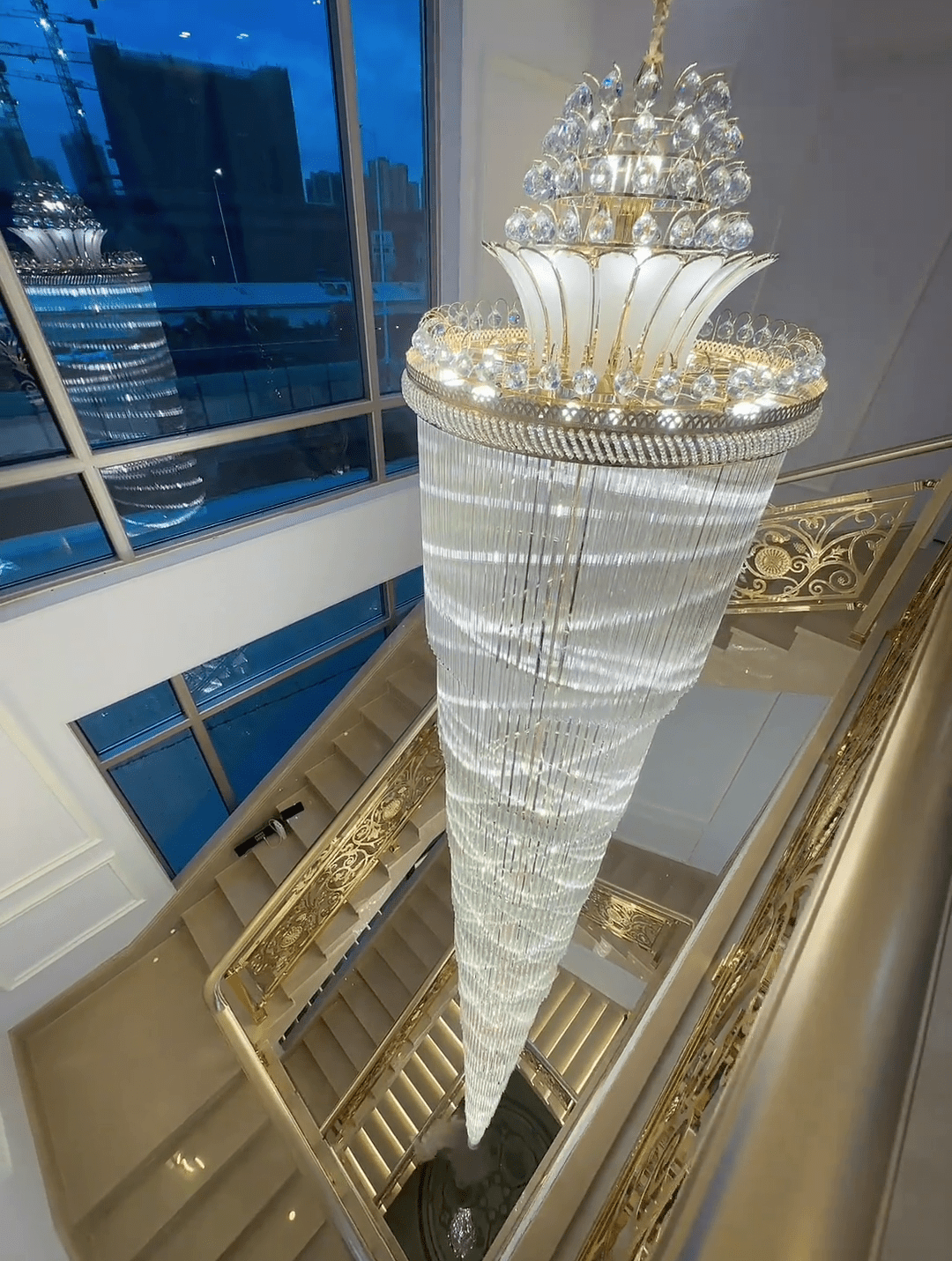Luxury Extra Long Crystal Chandelier for Villa/Staircase/Foyer - fovolighting