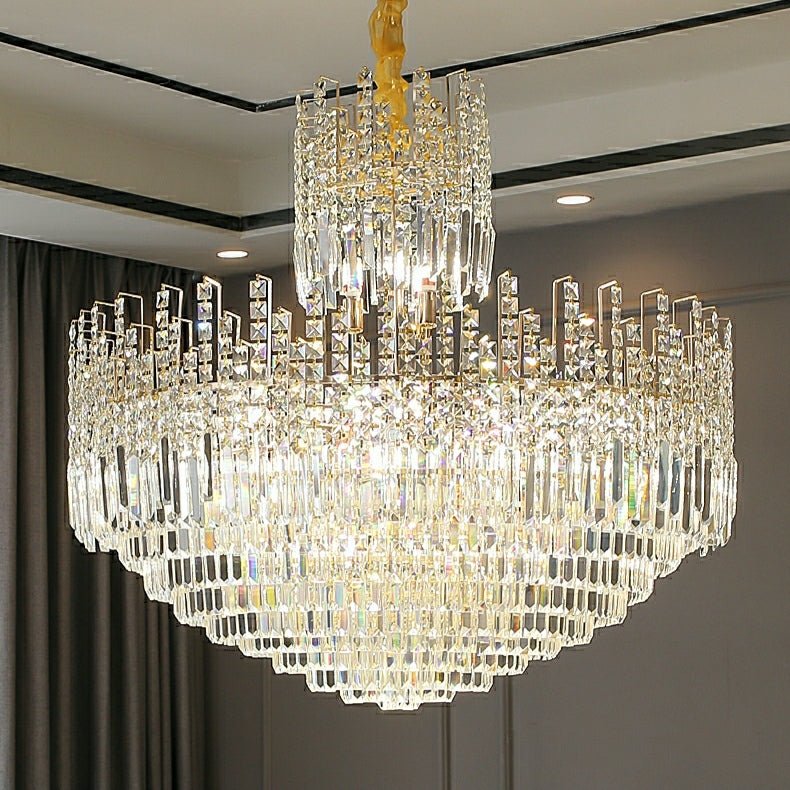 Luxury Hotel Hallway Ceiling Lighting Fixture Large Round Crystal Chandelier For Foyer Living Room Staircase - fovolighting
