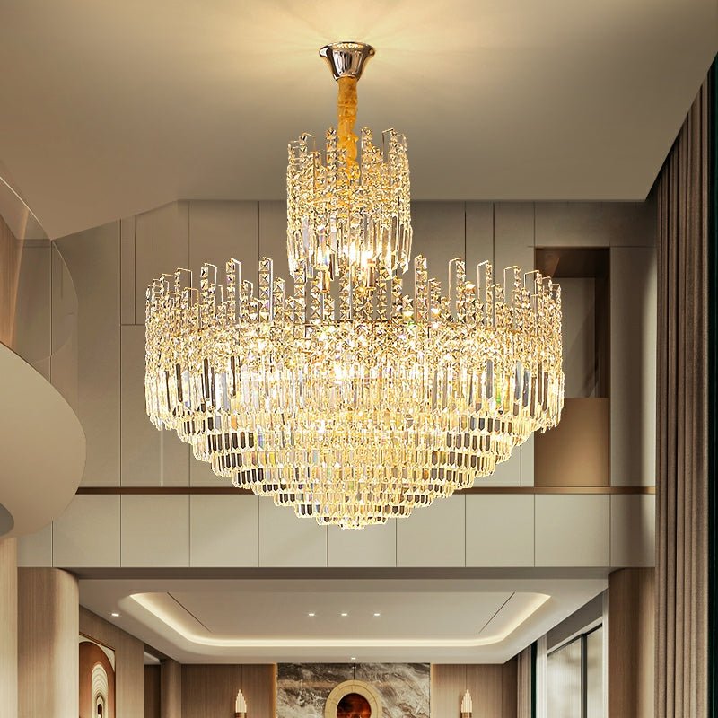 Luxury Hotel Hallway Ceiling Lighting Fixture Large Round Crystal Chandelier For Foyer Living Room Staircase - fovolighting