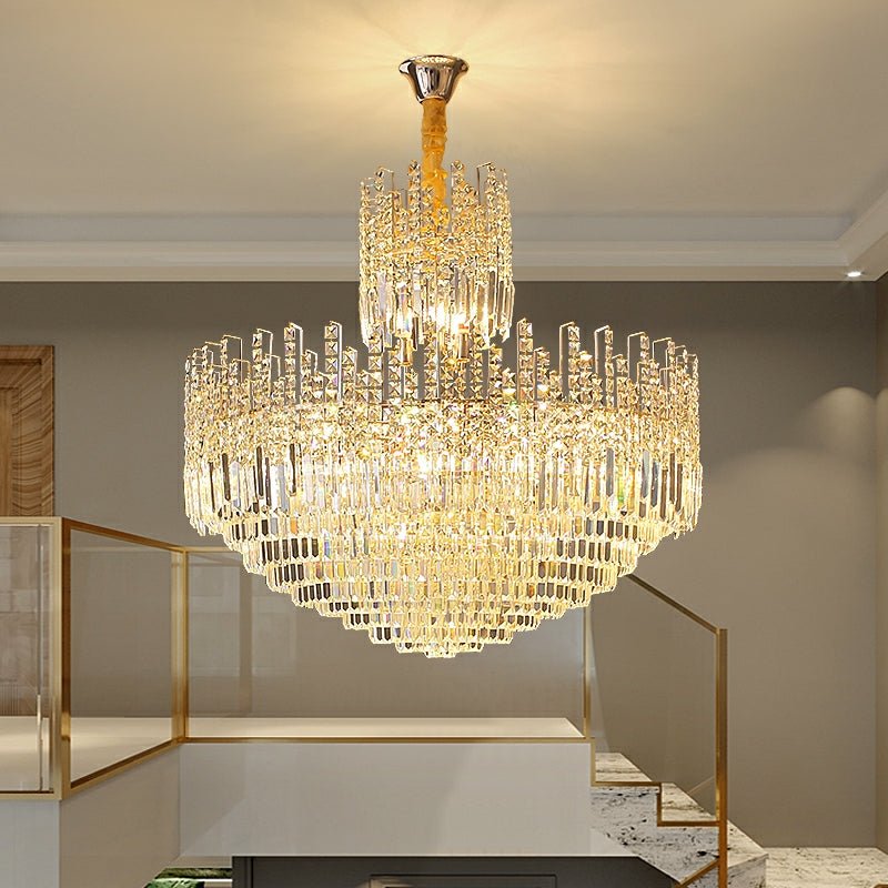 Luxury Hotel Hallway Ceiling Lighting Fixture Large Round Crystal Chandelier For Foyer Living Room Staircase - fovolighting