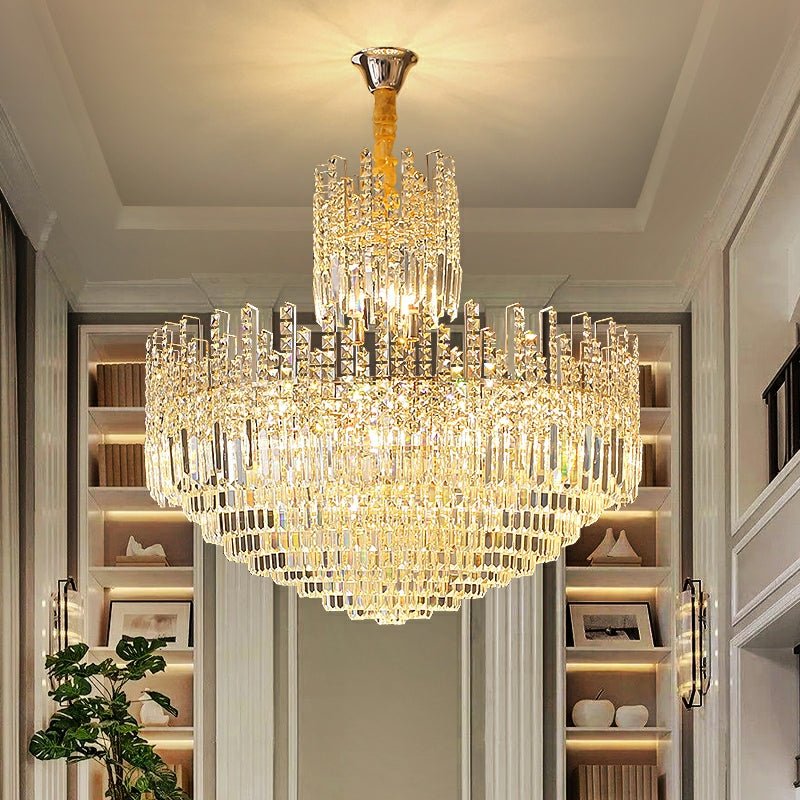 Luxury Hotel Hallway Ceiling Lighting Fixture Large Round Crystal Chandelier For Foyer Living Room Staircase - fovolighting
