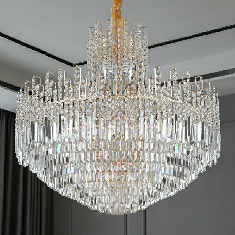 Luxury Hotel Hallway Ceiling Lighting Fixture Large Round Crystal Chandelier For Foyer Living Room Staircase - fovolighting