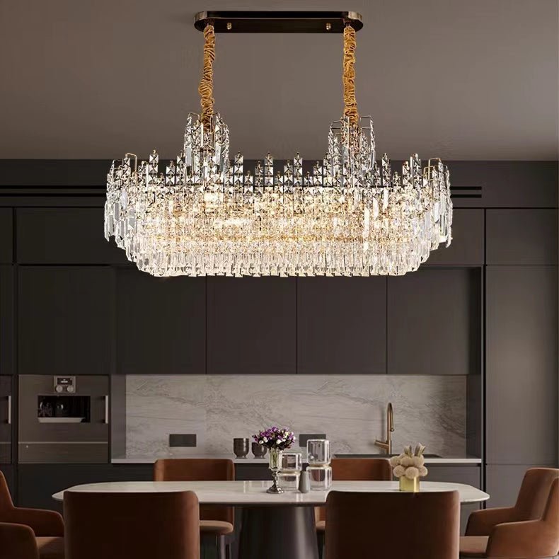 Luxury Hotel Hallway Ceiling Lighting Fixture Large Round Crystal Chandelier For Foyer Living Room Staircase - fovolighting