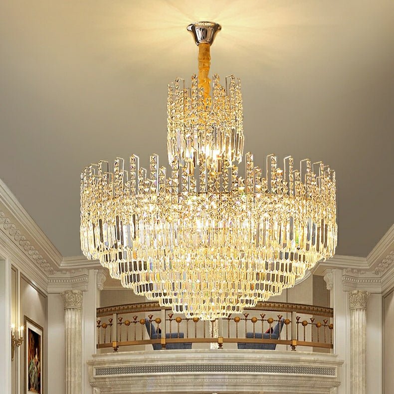 Luxury Hotel Hallway Ceiling Lighting Fixture Large Round Crystal Chandelier For Foyer Living Room Staircase - fovolighting