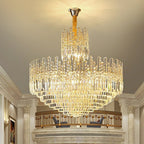 Luxury Hotel Hallway Ceiling Lighting Fixture Large Round Crystal Chandelier For Foyer Living Room Staircase - fovolighting