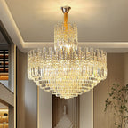 Luxury Hotel Hallway Ceiling Lighting Fixture Large Round Crystal Chandelier For Foyer Living Room Staircase - fovolighting