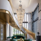 Luxury Large Crystal Chandelier For Hight Ceiling Living Room Long Staircase Light Fixture - fovolighting