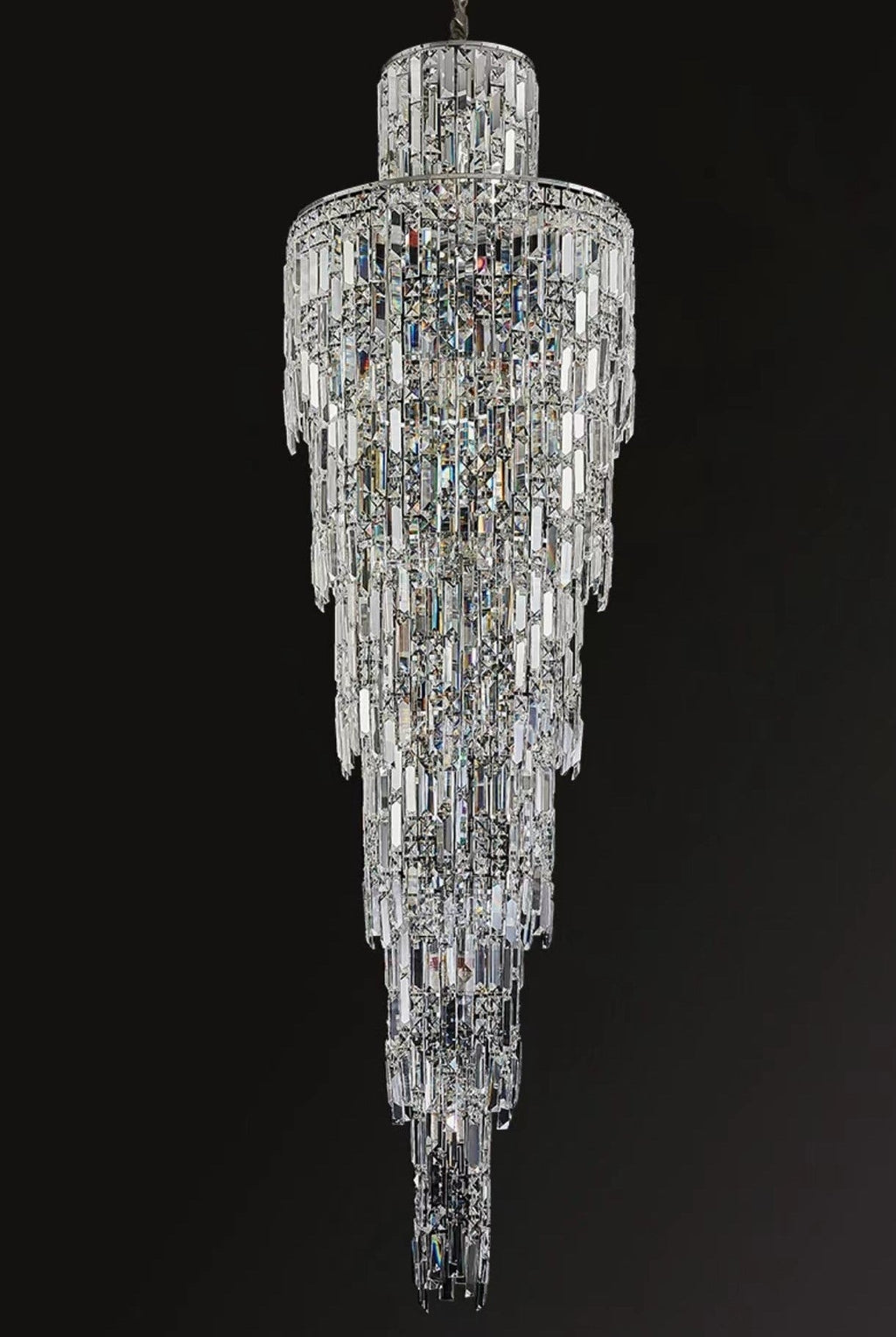 Luxury Large Crystal Chandelier For Hight Ceiling Living Room Long Staircase Light Fixture - fovolighting