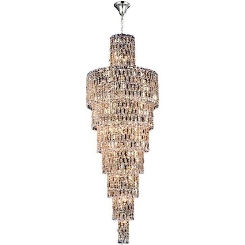Luxury Large Crystal Chandelier For Hight Ceiling Living Room Long Staircase Light Fixture - fovolighting