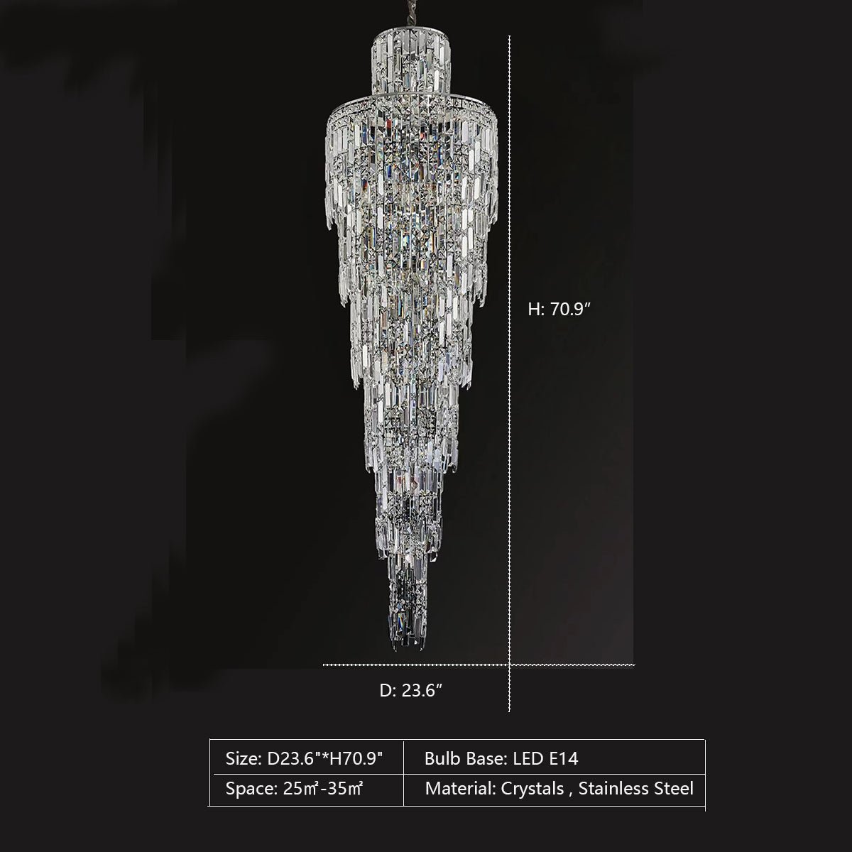 Luxury Large Crystal Chandelier For Hight Ceiling Living Room Long Staircase Light Fixture - fovolighting
