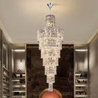 Luxury Large Crystal Chandelier For Hight Ceiling Living Room Long Staircase Light Fixture - fovolighting