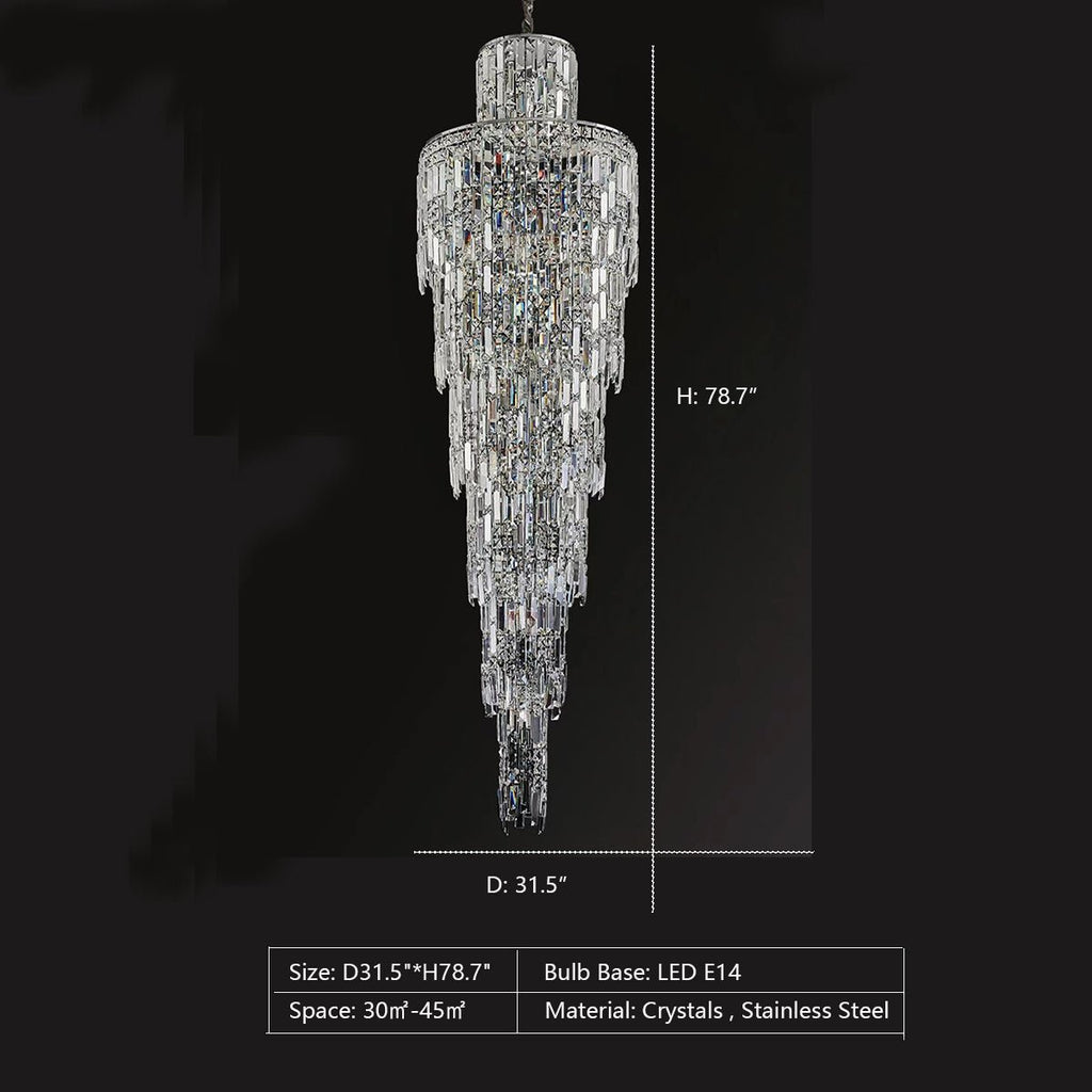 Luxury Large Crystal Chandelier For Hight Ceiling Living Room Long Staircase Light Fixture - fovolighting