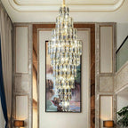 Luxury Large Foyer Staircase K9 Crystal Chandelier Long Ceiling Lighting Fixture For Living Room Hall - fovolighting