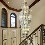 Luxury Large Foyer Staircase K9 Crystal Chandelier Long Ceiling Lighting Fixture For Living Room Hall - fovolighting