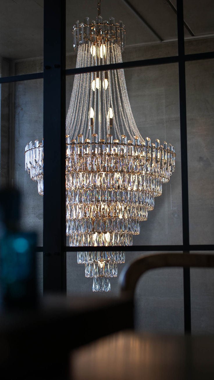 Luxury Modern Multi - tiered Crystal Chandelier for Staircase/Foyer - fovolighting
