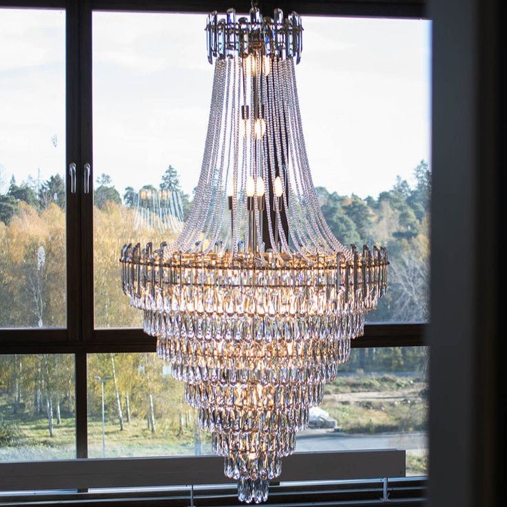 Luxury Modern Multi - tiered Crystal Chandelier for Staircase/Foyer - fovolighting