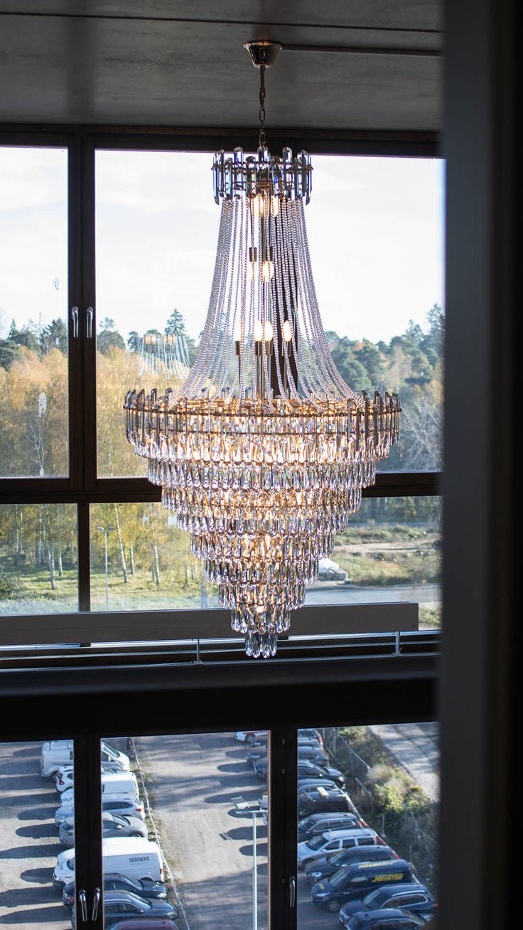 Luxury Modern Multi - tiered Crystal Chandelier for Staircase/Foyer - fovolighting