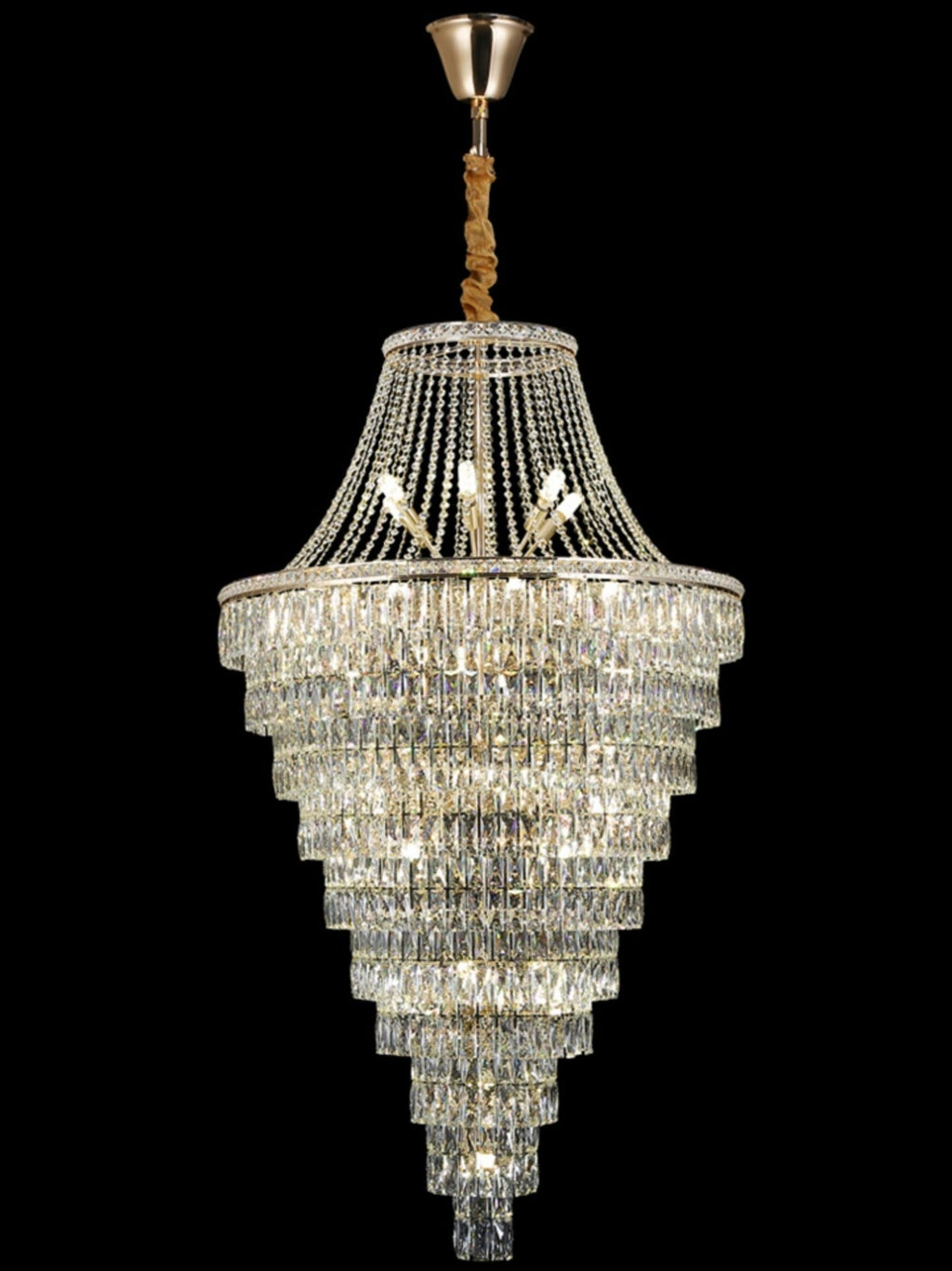 Magnificent Extra Large Foyer Hall Chandelier Tiered Crystal Ceiling Lighting Fixture For Living Room Decor - fovolighting