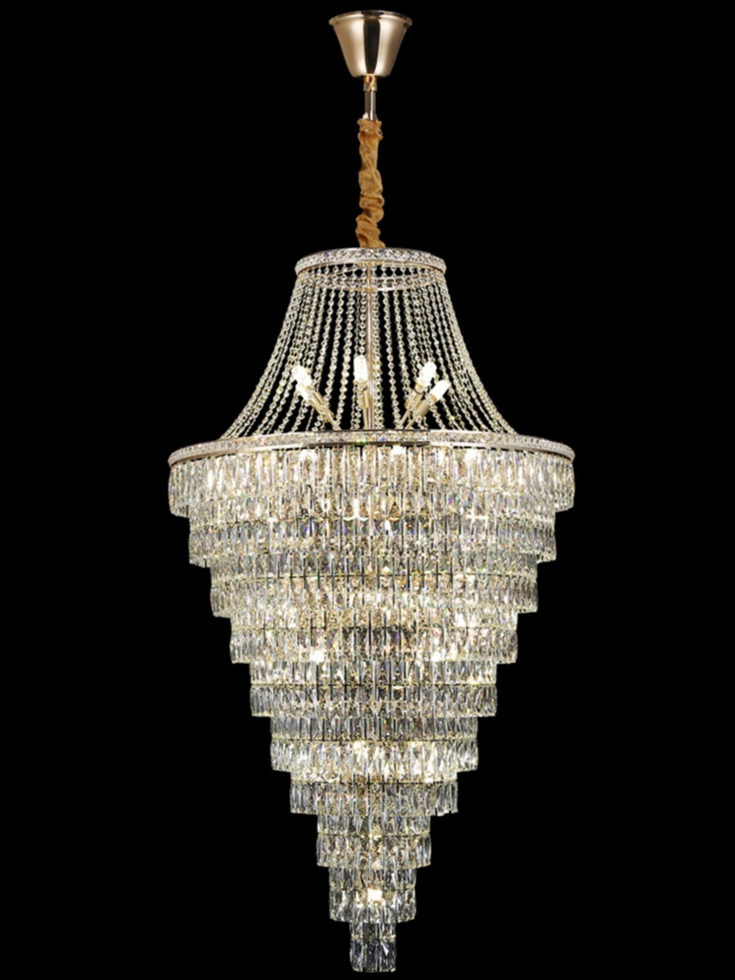 Magnificent Extra Large Foyer Hall Chandelier Tiered Crystal Ceiling Lighting Fixture For Living Room Decor - fovolighting