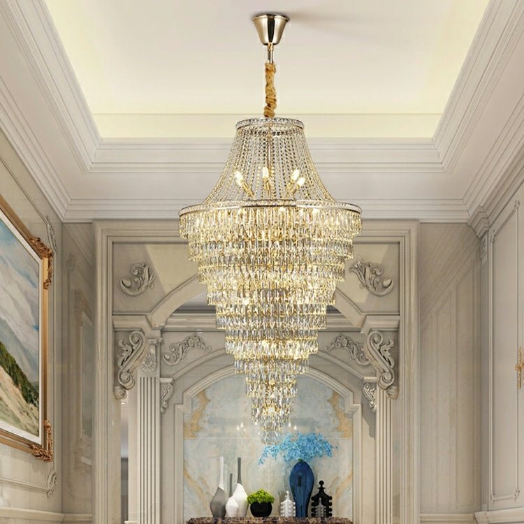 Magnificent Extra Large Foyer Hall Chandelier Tiered Crystal Ceiling Lighting Fixture For Living Room Decor - fovolighting