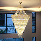 Magnificent Extra Large Foyer Hall Chandelier Tiered Crystal Ceiling Lighting Fixture For Living Room Decor - fovolighting