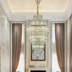 Magnificent Extra Large Foyer Hall Chandelier Tiered Crystal Ceiling Lighting Fixture For Living Room Decor - fovolighting
