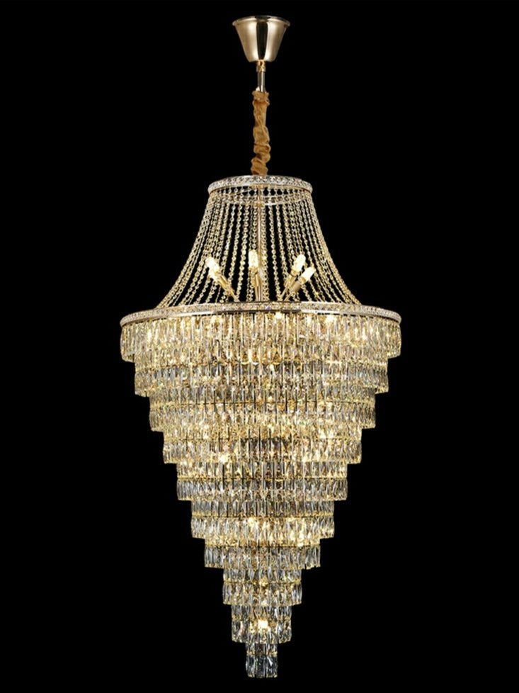 Magnificent Extra Large Foyer Hall Chandelier Tiered Crystal Ceiling Lighting Fixture For Living Room Decor - fovolighting