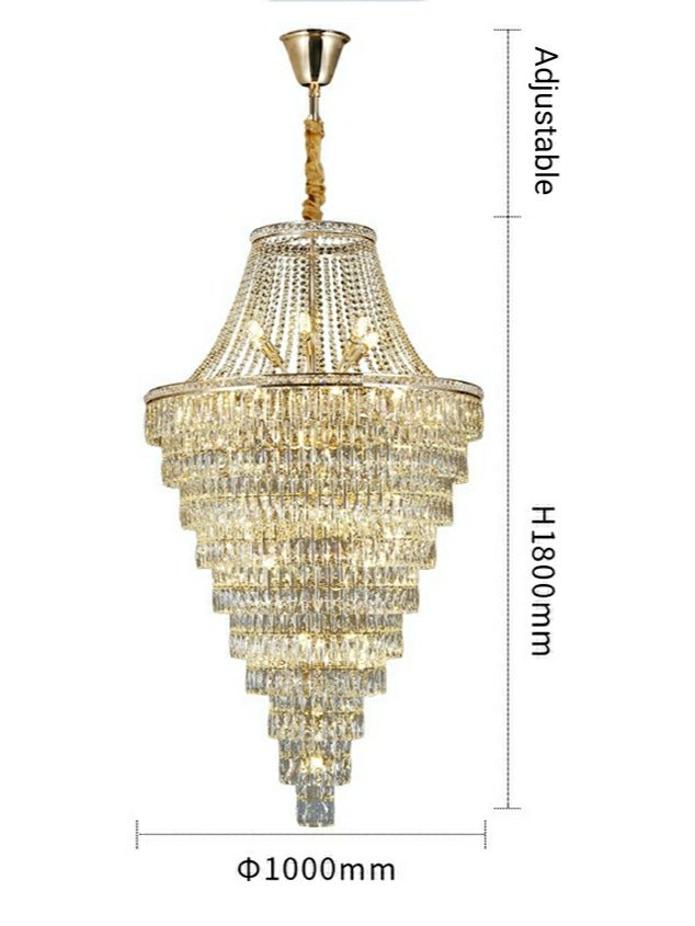 Magnificent Extra Large Foyer Hall Chandelier Tiered Crystal Ceiling Lighting Fixture For Living Room Decor - fovolighting