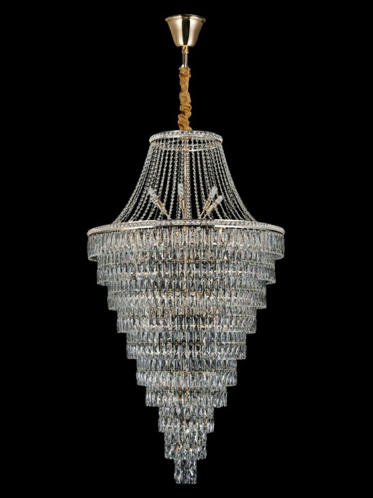 Magnificent Extra Large Foyer Hall Chandelier Tiered Crystal Ceiling Lighting Fixture For Living Room Decor - fovolighting