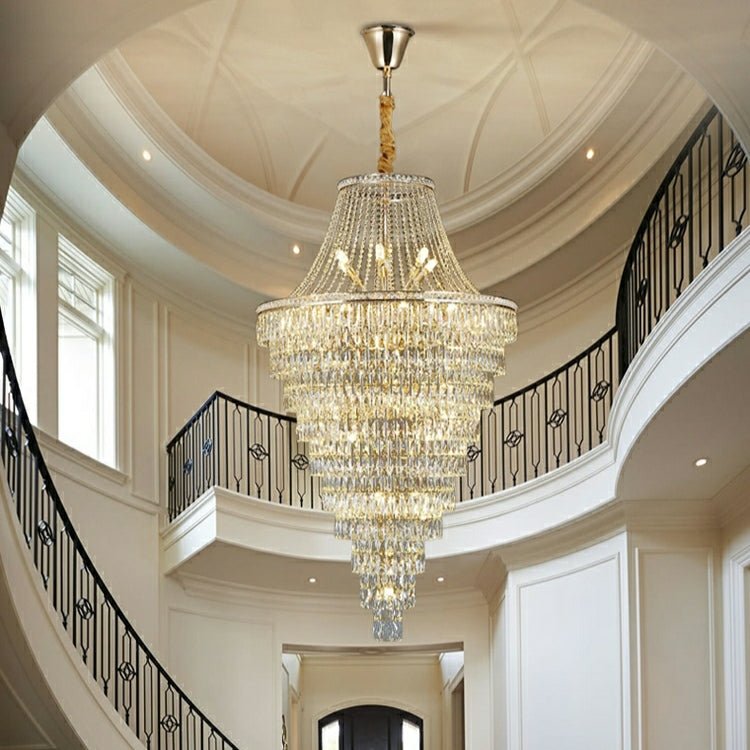 Magnificent Extra Large Foyer Hall Chandelier Tiered Crystal Ceiling Lighting Fixture For Living Room Decor - fovolighting