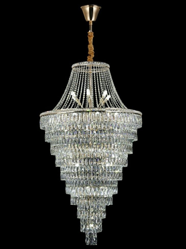 Magnificent Extra Large Foyer Hall Chandelier Tiered Crystal Ceiling Lighting Fixture For Living Room Decor - fovolighting