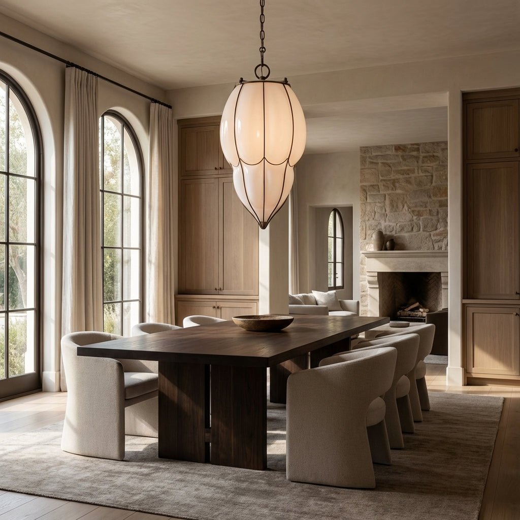 Mara Caged Opal Glass & Brass Large Pendant - fovolighting