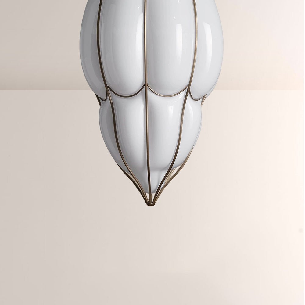 Mara Caged Opal Glass & Brass Large Pendant - fovolighting