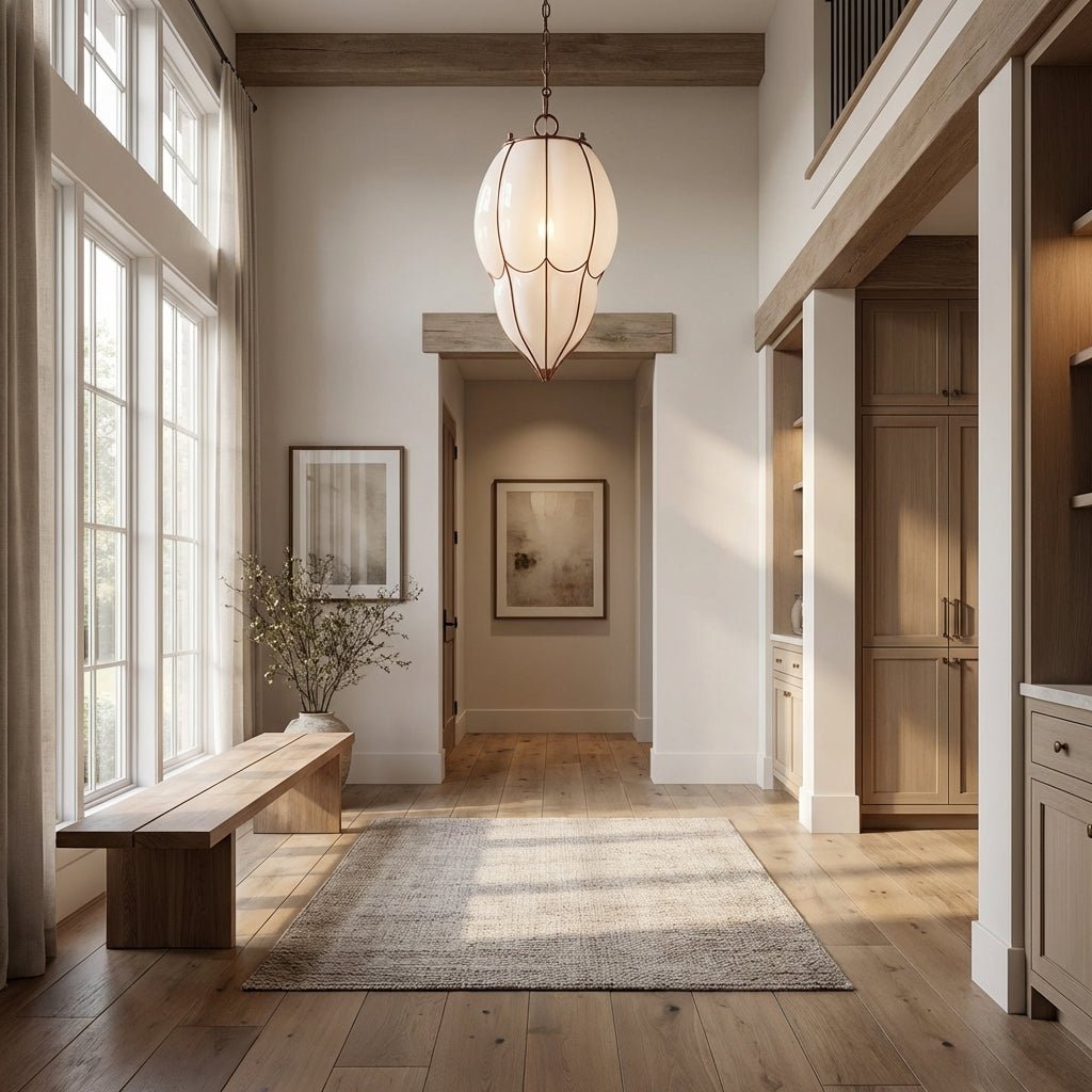 Mara Caged Opal Glass & Brass Large Pendant - fovolighting