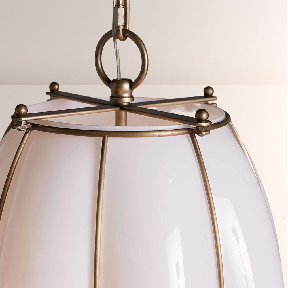 Mara Caged Opal Glass & Brass Large Pendant - fovolighting