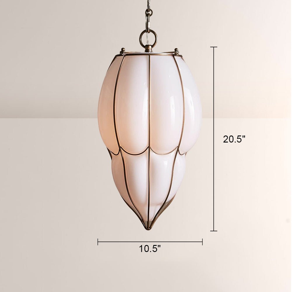 Mara Caged Opal Glass & Brass Large Pendant - fovolighting