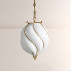 Mara Caged Opal Glass & Brass Small Pendant - fovolighting